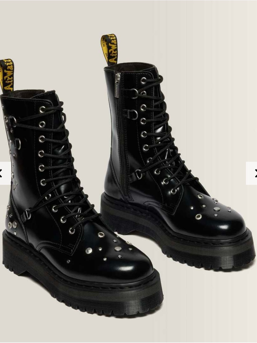 Dr. Martens Black Studded Platform Lace-Up Combat Boots